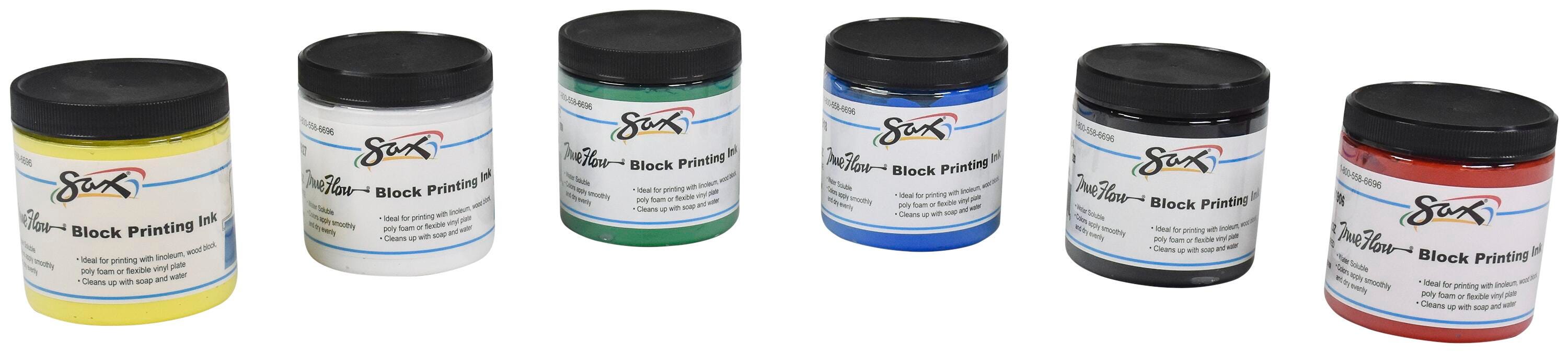 Sax Water Soluble Block Printing Ink, 8 Ounces, Assorted Colors, Set of 6 1429281